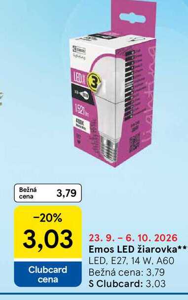 Emos LED žiarovka LED, E27, 14 W, A60