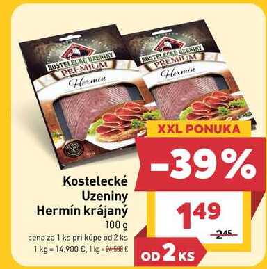 Kostelecké Uzeniny Hermín krájaný 100 g