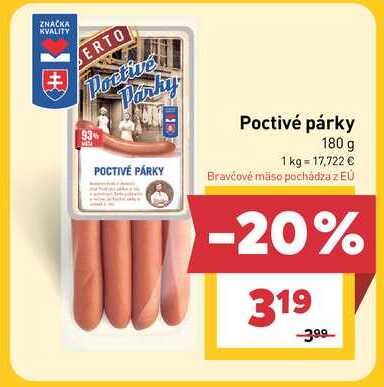 Poctivé párky 180 g