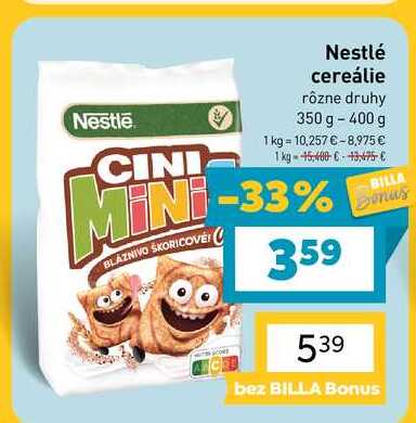 Nestlé cereálie rôzne druhy 350 g - 400 g