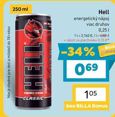 Hell energetický nápoj viac druhov 0,25l