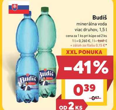 Budiš minerálna voda viac druhov, 1,5l