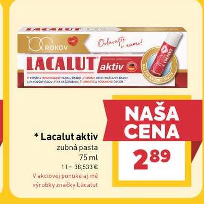 Lacalut aktiv zubná pasta 75 ml