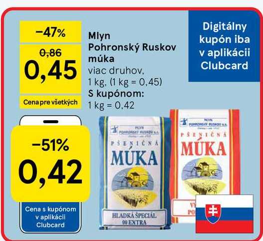 Mlyn múka Pohronský Ruskov 1kg