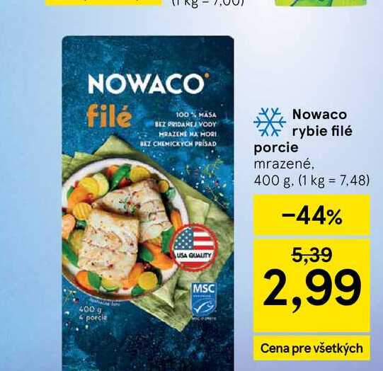 Nowaco rybie filé porcie mrazené, 400 g