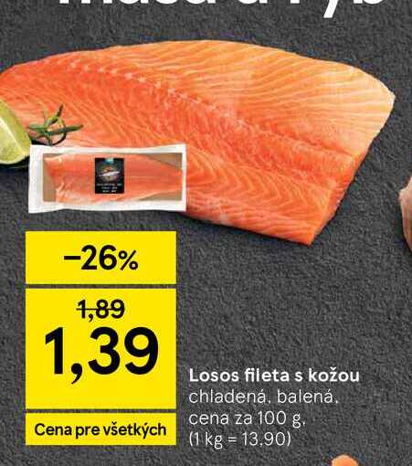Losos fileta s kožou chladená, balená 100 g