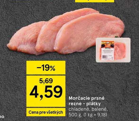 Morčacie prsné rezne - plátky chladené, balené 500 g