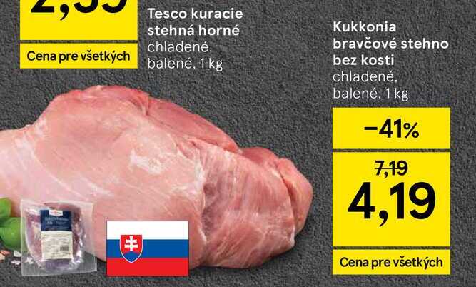 Tesco kuracie stehná horné chladené 1kg 