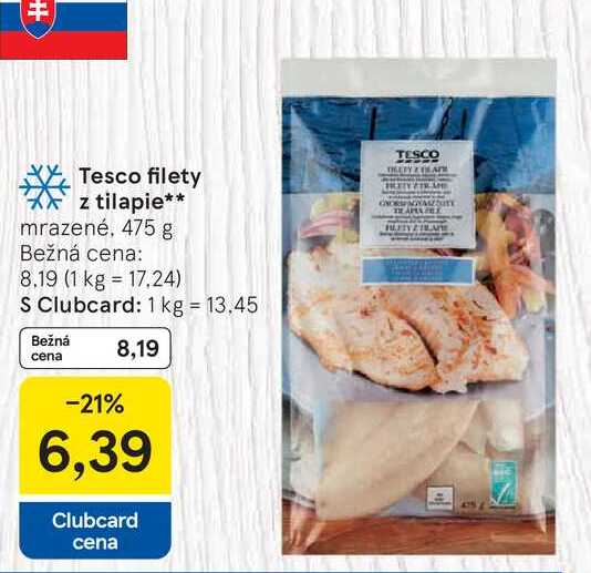 Tesco filety z tilapie mrazené, 475 g
