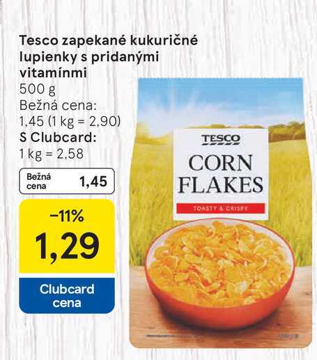 Tesco zapekané kukuričné lupienky s pridanými vitamínmi 500 g