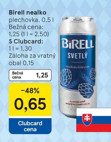 Birell nealko plechovka, 0.5l