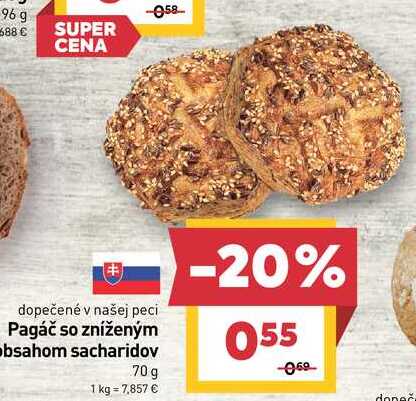 Pagáč so zníženým obsahom sacharidov 70 g