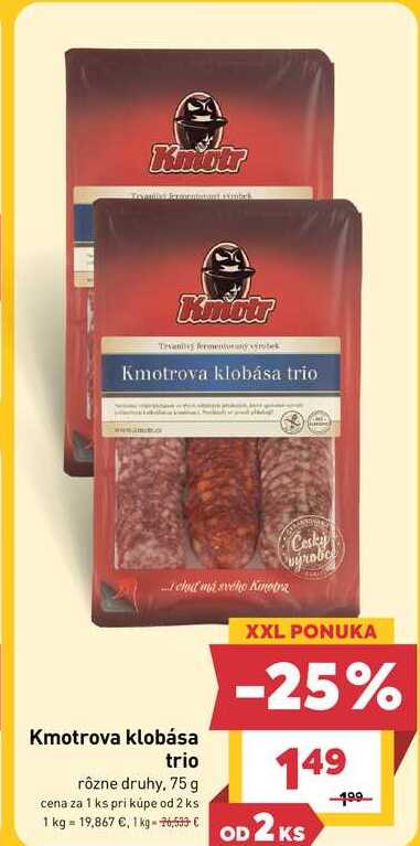 Kmotrova klobása trio rôzne druhy, 75 g