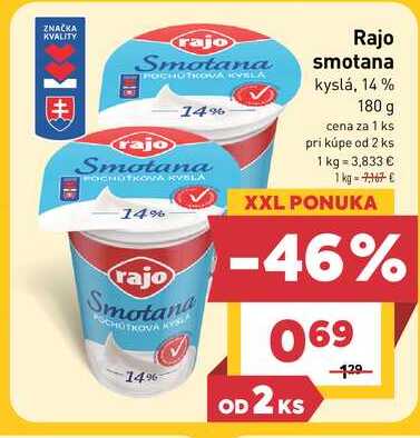 Rajo smotana kyslá, 14% 180 g