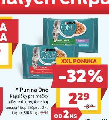Purina One kapsičky pre mačky rôzne druhy, 4 x 85 g