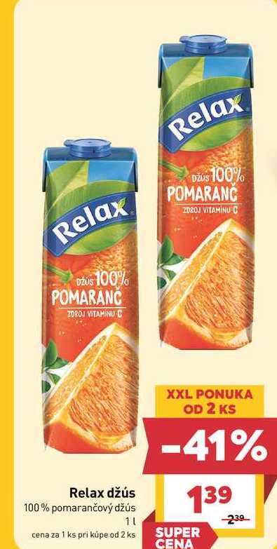 Relax džús 100% pomarančový džús 1l