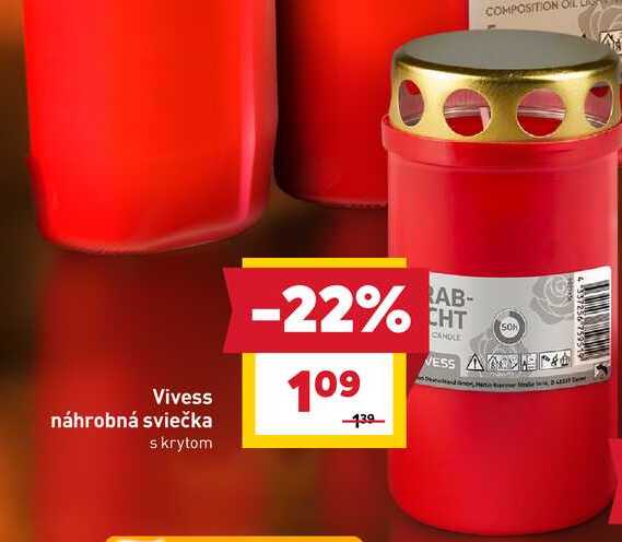 Vivess náhrobná sviečka s krytom