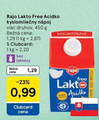 Rajo Lakto Free Acidko kyslomliečny nápoj viac druhov 450 g