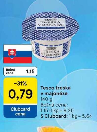 Tesco treska v majonéze 140 g