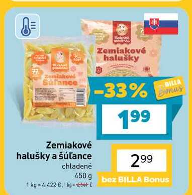 Zemiakové halušky a šúľance chladené 450 g
