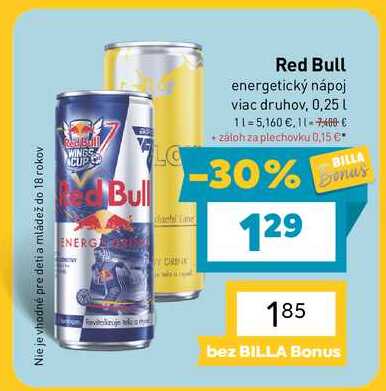 Red Bull energetický nápoj viac druhov, 0,25l