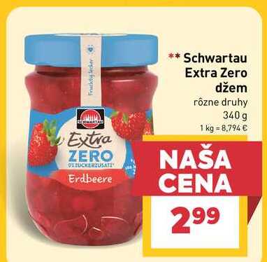 Schwartau Extra Zero džem rôzne druhy 340g 
