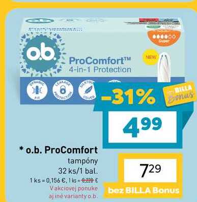 o.b. ProComfort tampóny 32 ks/1 bal. 
