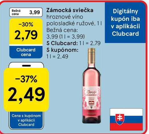 Zámocká sviečka hroznové víno polosladké ružové, 1l v akcii