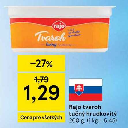 Rajo tvaroh tučný hrudkovitý 200 g