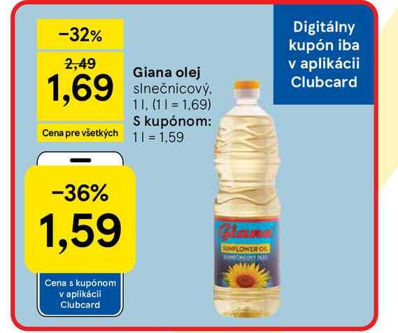 Giana olej slnečnicový 1l v akcii