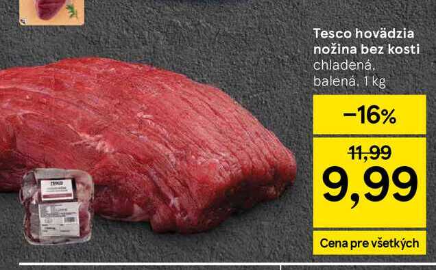Tesco hovädzia nožina bez kosti chladená balená, 1 kg