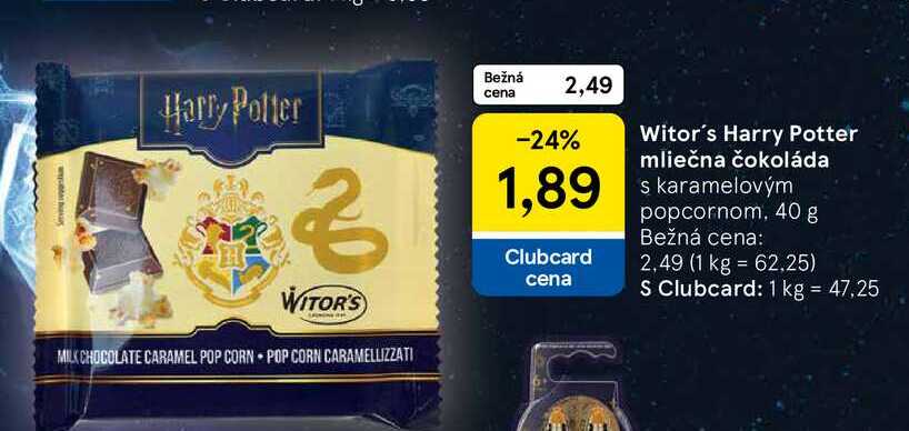 Witor's Harry Potter mliečna čokoláda s karamelovým popcornom, 40 g