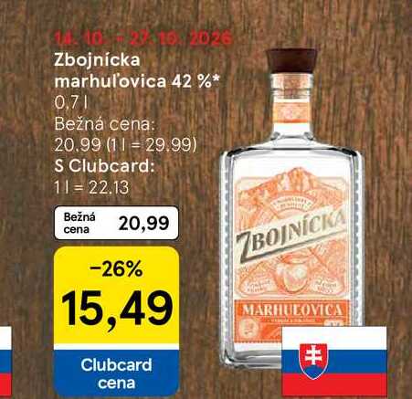 Zbojnícka marhuľovica 42 % 0,7l