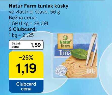 Natur Farm tuniak kúsky vo vlastnej šťave, 56 g