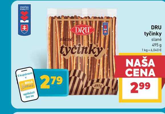 DRU tyčinky slané 495 g