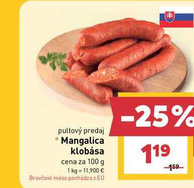 Mangalica klobása cena za 100 g