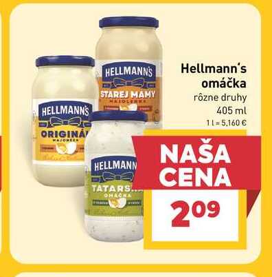 Hellmann's omáčka rôzne druhy 405 ml