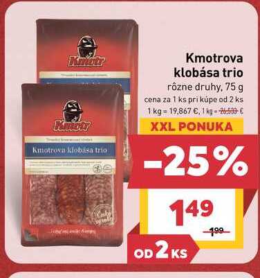 Kmotrova klobása trio rôzne druhy, 75 g
