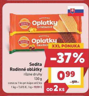 Sedita Rodinné oblátky rôzne druhy 130 g