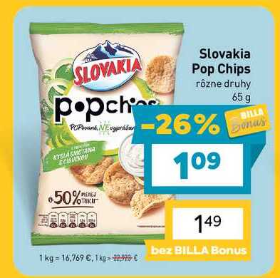 Slovakia Pop Chips rôzne druhy 65 g