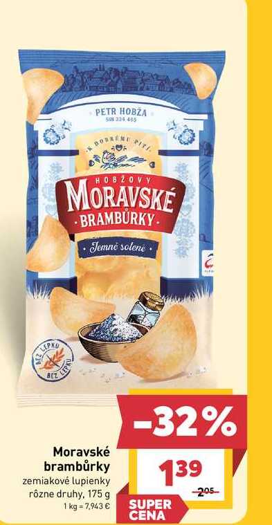 Moravské brambůrky zemiakové lupienky rôzne druhy, 175 g