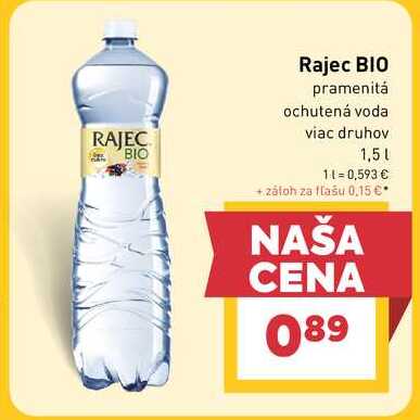 Rajec BIO pramenitá ochutená voda viac druhov 1,5 l