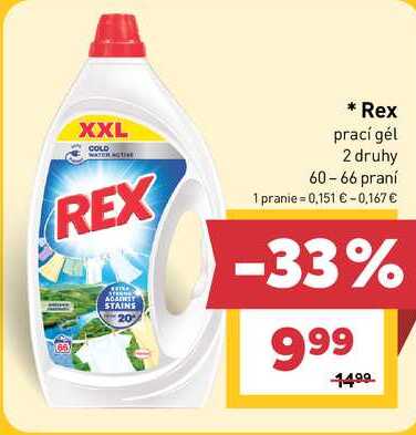 Rex prací gél 2 druhy 60-66 praní