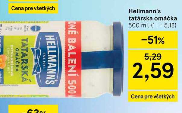 Hellmann's tatárska omáčka 500 ml