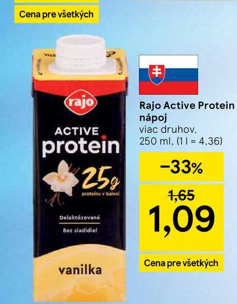 Rajo Active Protein nápoj viac druhov 250 ml