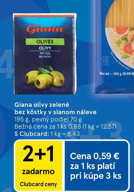 Giana olivy zelené bez kôstky v slanom náleve 195 g, pevný podiel 70 g 