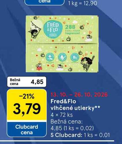 Fred&Flo vlhčené utierky 4 x 72 ks 
