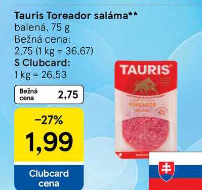 Tauris Toreador saláma balená, 75 g