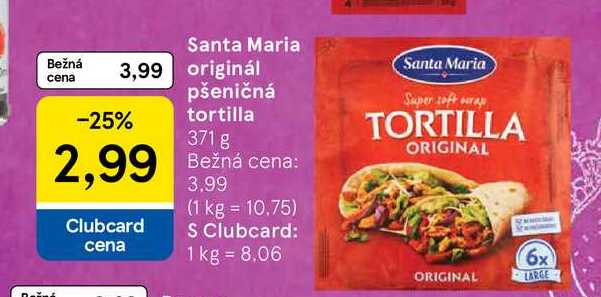 Santa Maria originál pšeničná tortilla 371 g 