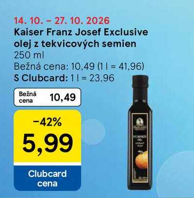Kaiser Franz Josef Exclusive olej z tekvicových semien 250 ml  v akcii